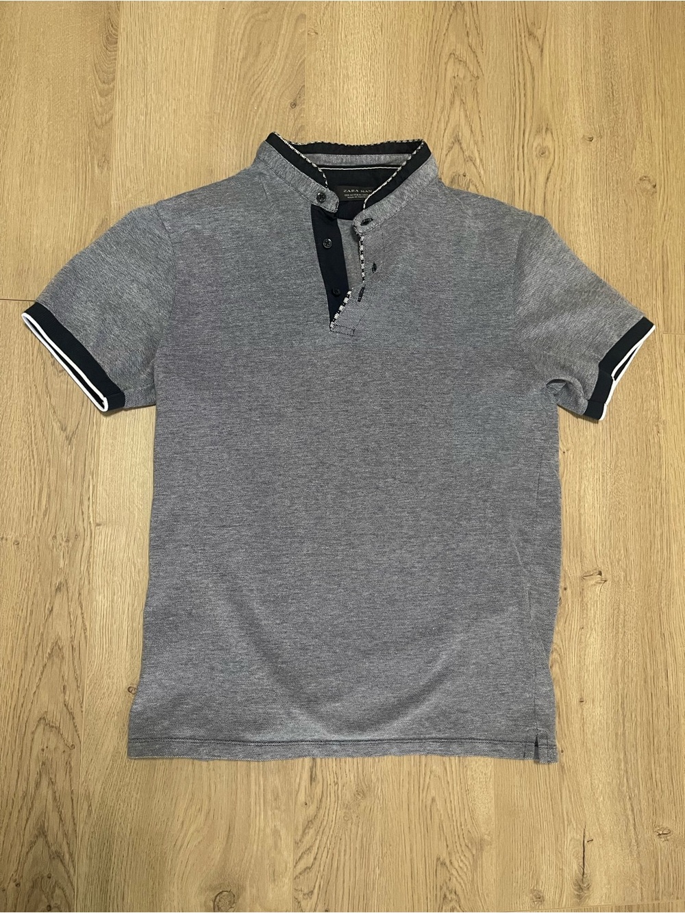 Men's ZARA Grey Short-Sleeve Polo Shirt
